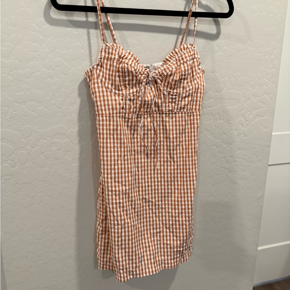 Urban Outfitters Brown Gingham Strappy Dress